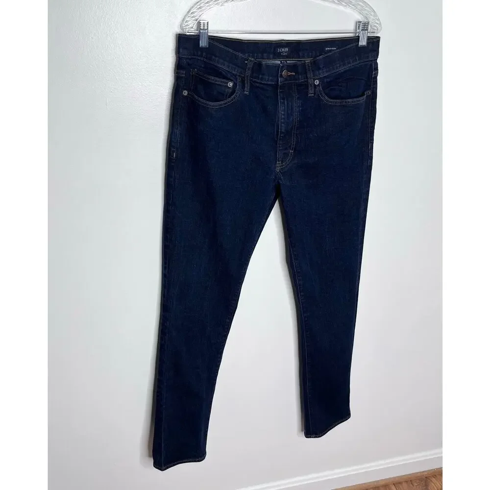 J.Crew Flex Straight Jeans Mens 35x34 Dark Wash Stretch Denim Re-Imagined